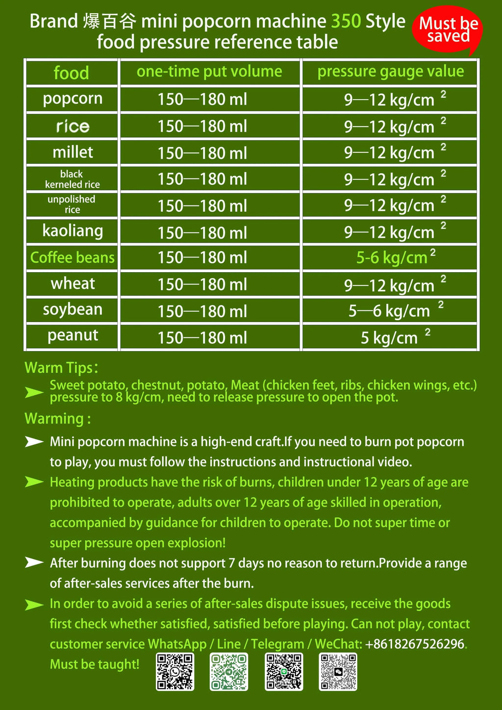 002 350 ml Classic Hand Operated Popcorn Machine